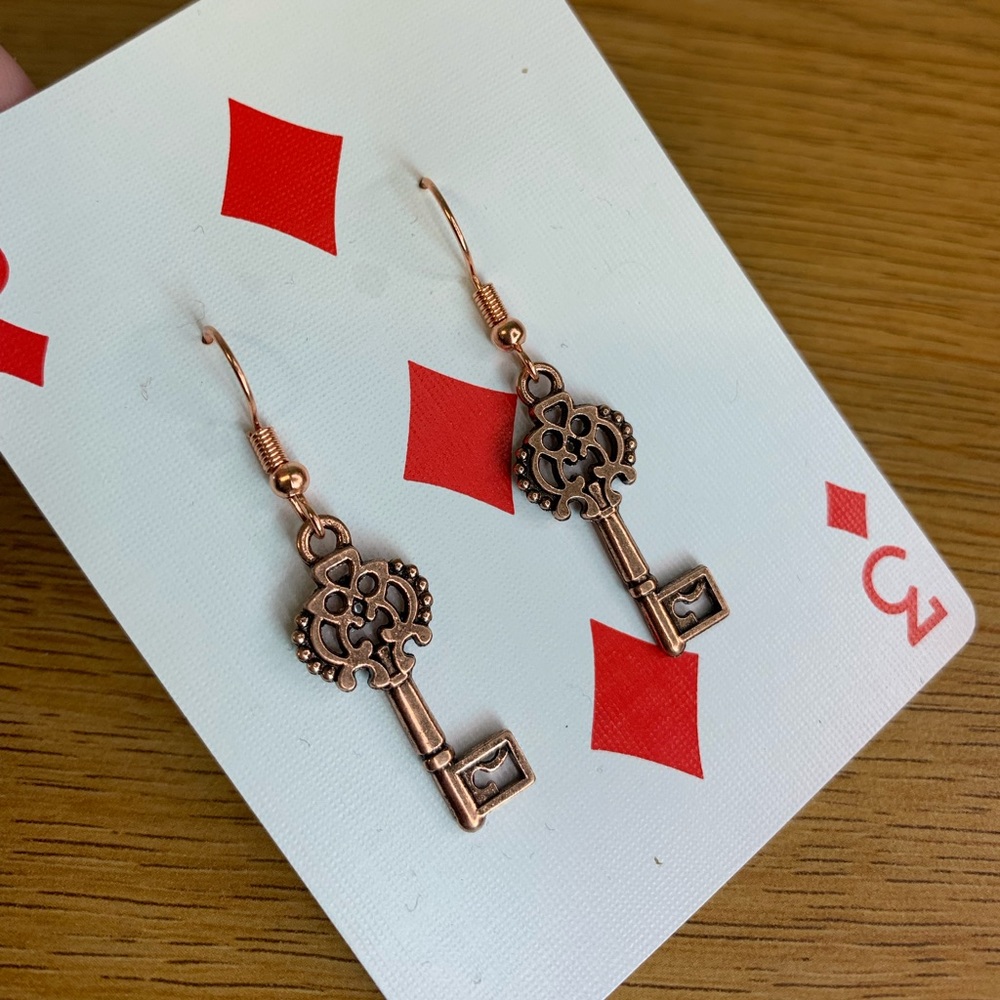 Small Rose Gold Key Earrings